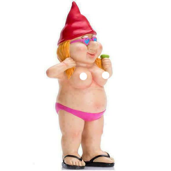 Funny Nude Garden Gnome Outdoor Yard Decor red-hat by HitMyNeed