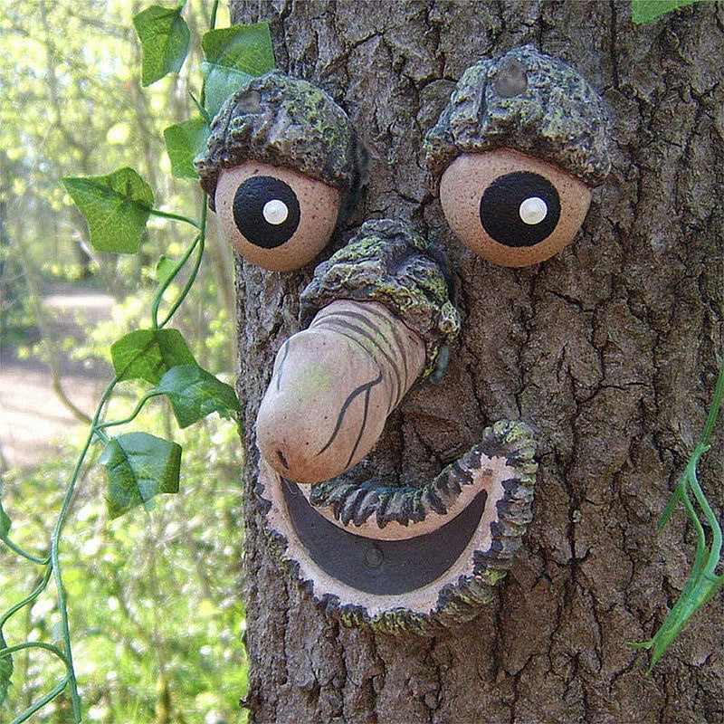 Funny Old Man Tree Face Hugger Garden Sculpture h by HitMyNeed
