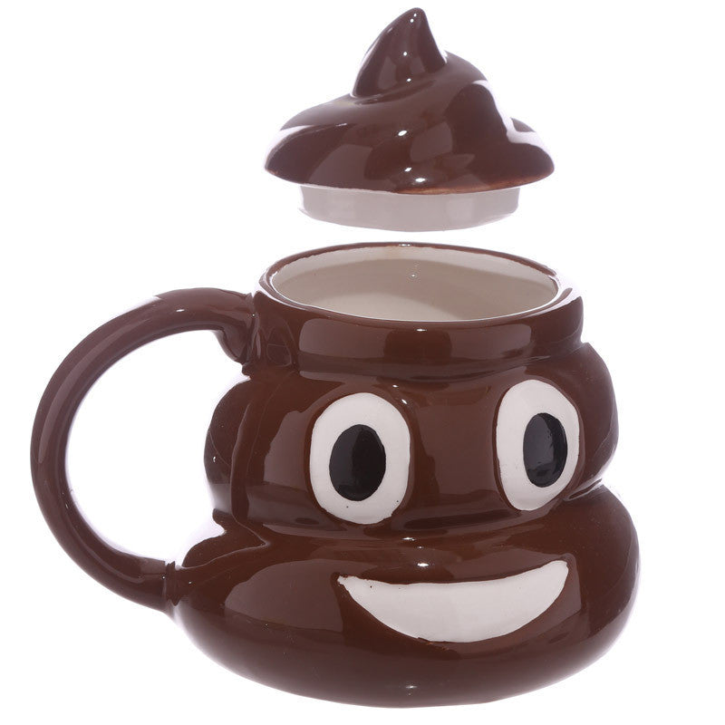 Funny Poop Emoji Ceramic Coffee Mug with Lid 300ml by HitMyNeed