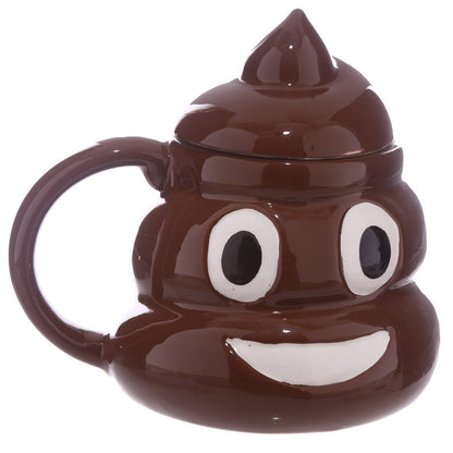 Funny Poop Emoji Ceramic Coffee Mug with Lid 300ml by HitMyNeed