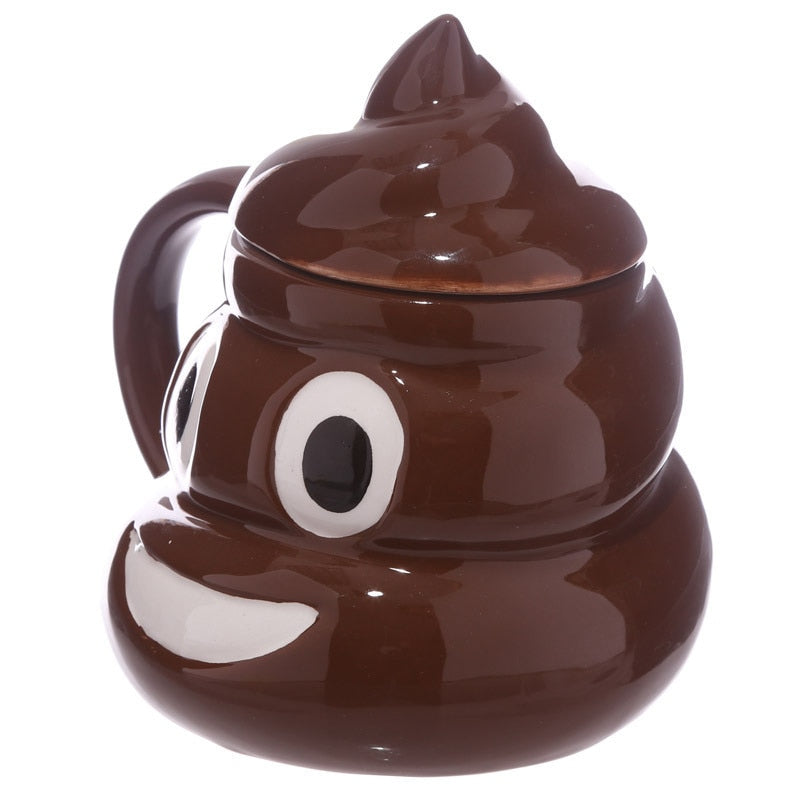 Funny Poop Emoji Ceramic Coffee Mug with Lid 300ml by HitMyNeed