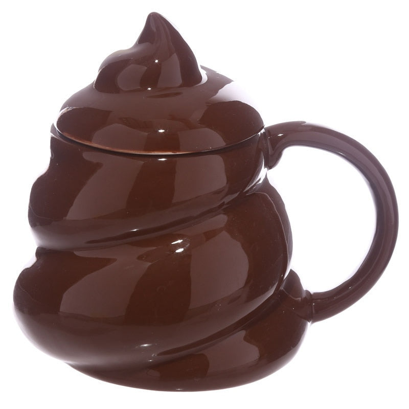 Funny Poop Emoji Ceramic Coffee Mug with Lid 300ml by HitMyNeed