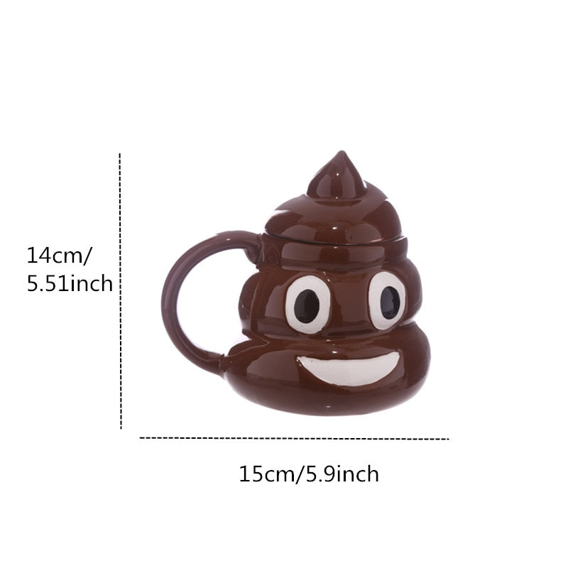 Funny Poop Emoji Ceramic Coffee Mug with Lid 300ml by HitMyNeed