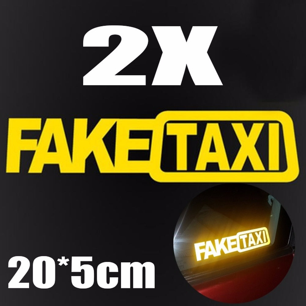 Funny Reflective Fake Taxi Car Stickers (Set of 2) by HitMyNeed