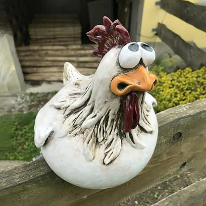 Funny Resin Chicken Fence Decor Statue a by HitMyNeed
