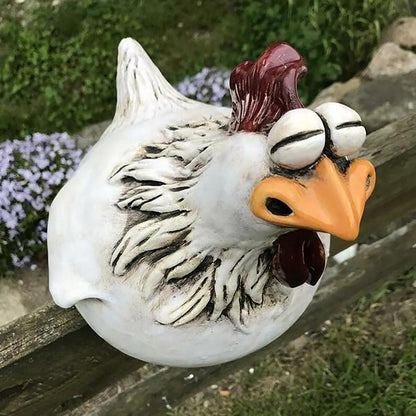 Funny Resin Chicken Fence Decor Statue c by HitMyNeed