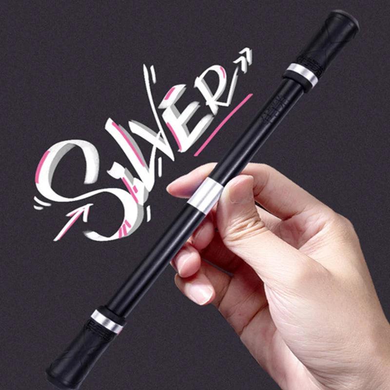 Funny Spinning Fidget Pen Toy for Stress Relief silver by HitMyNeed