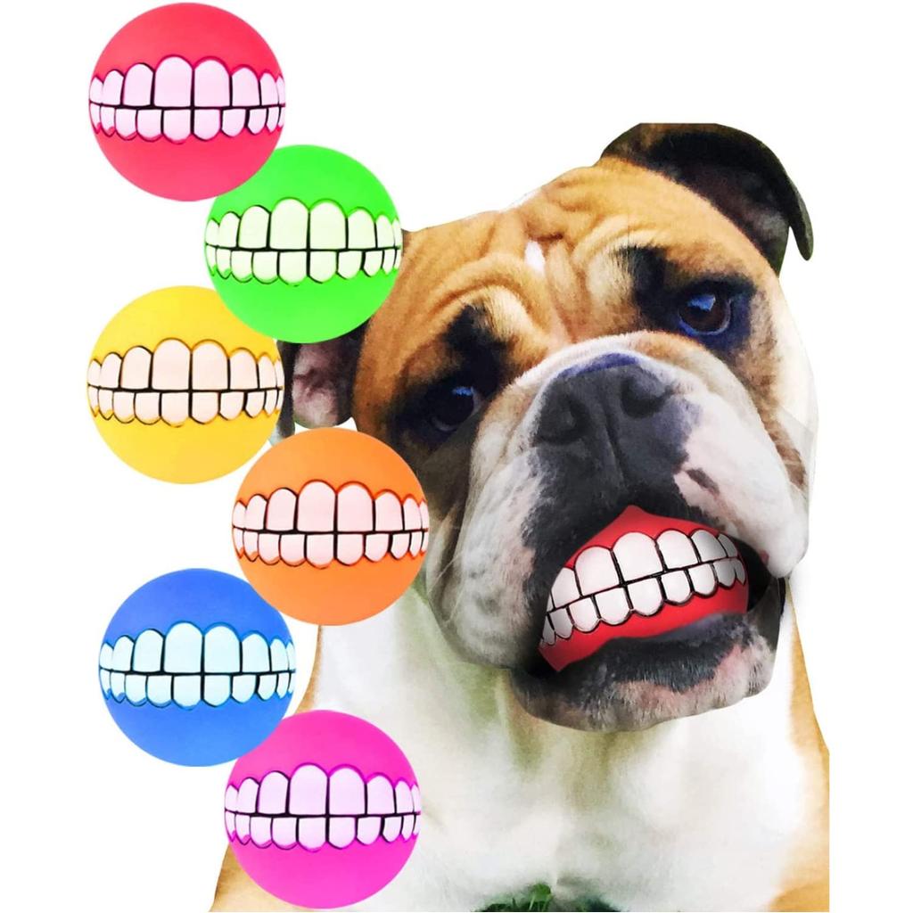 Funny Squeaky Teeth Ball Dog Toy, 7.5 cm by HitMyNeed
