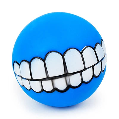 Funny Squeaky Teeth Ball Dog Toy, 7.5 cm blue by HitMyNeed