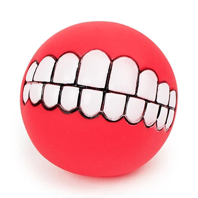 Funny Squeaky Teeth Ball Dog Toy, 7.5 cm red by HitMyNeed