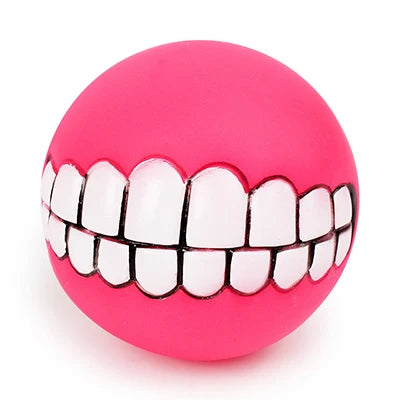 Funny Squeaky Teeth Ball Dog Toy, 7.5 cm rose by HitMyNeed