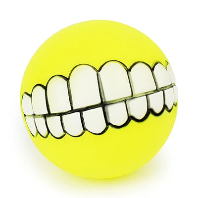 Funny Squeaky Teeth Ball Dog Toy, 7.5 cm yellow by HitMyNeed