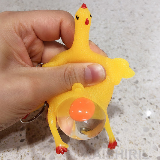Funny Squeeze Rubber Chicken Keychain Toy by HitMyNeed
