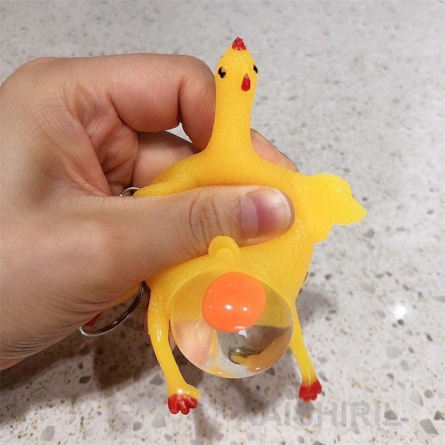 Funny Squeeze Rubber Chicken Keychain Toy by HitMyNeed