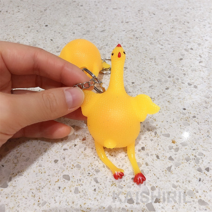 Funny Squeeze Rubber Chicken Keychain Toy by HitMyNeed