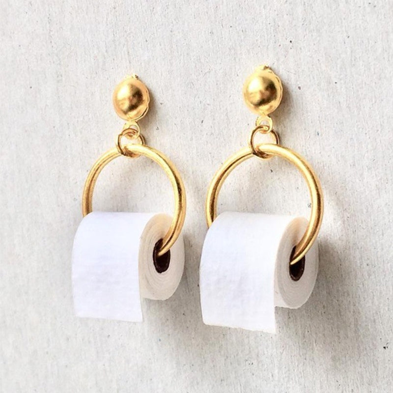 Funny Toilet Paper Dangle Earrings for Women by HitMyNeed