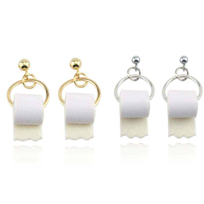Funny Toilet Paper Dangle Earrings for Women by HitMyNeed