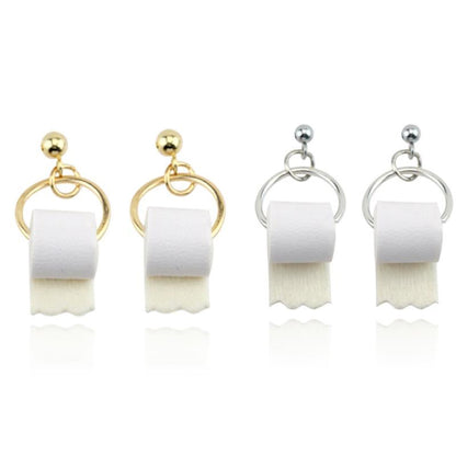 Funny Toilet Paper Dangle Earrings for Women by HitMyNeed