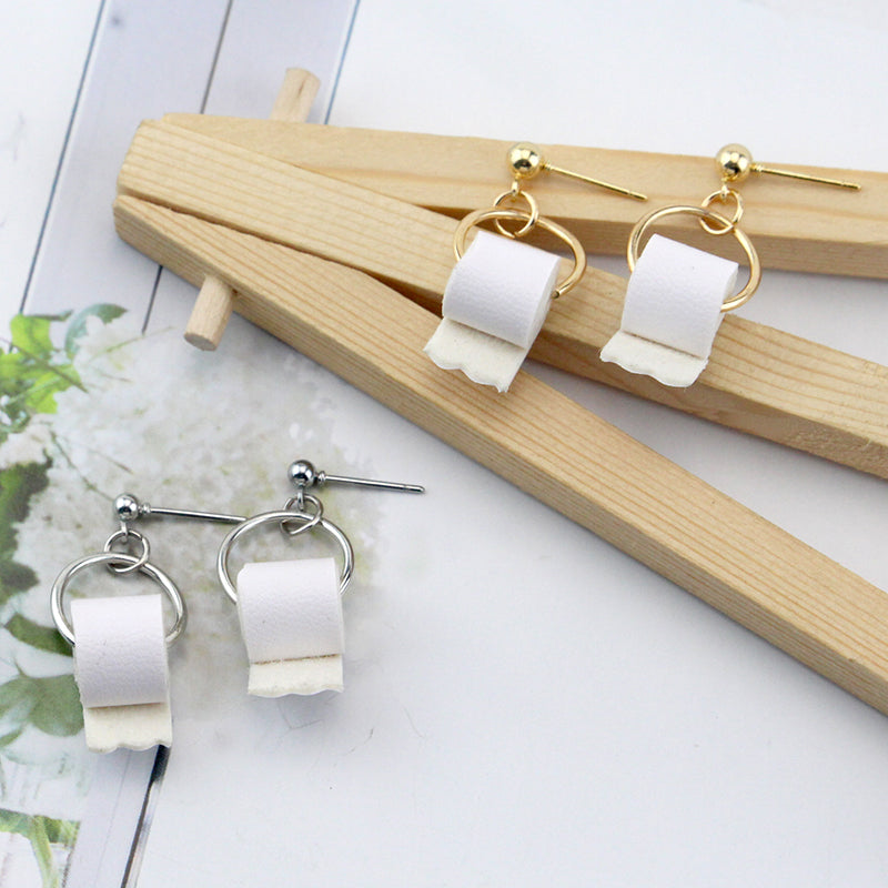 Funny Toilet Paper Dangle Earrings for Women by HitMyNeed