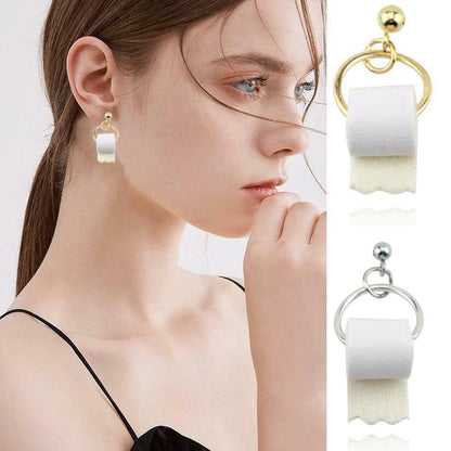 Funny Toilet Paper Dangle Earrings for Women by HitMyNeed