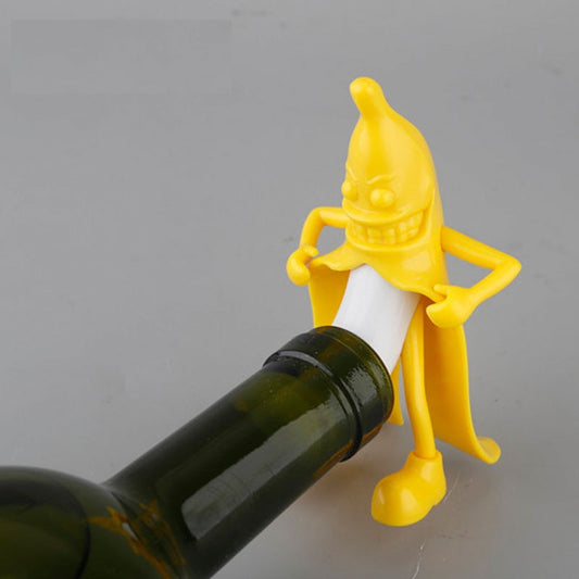 Funny Yellow Banana Wine Bottle Stopper by HitMyNeed