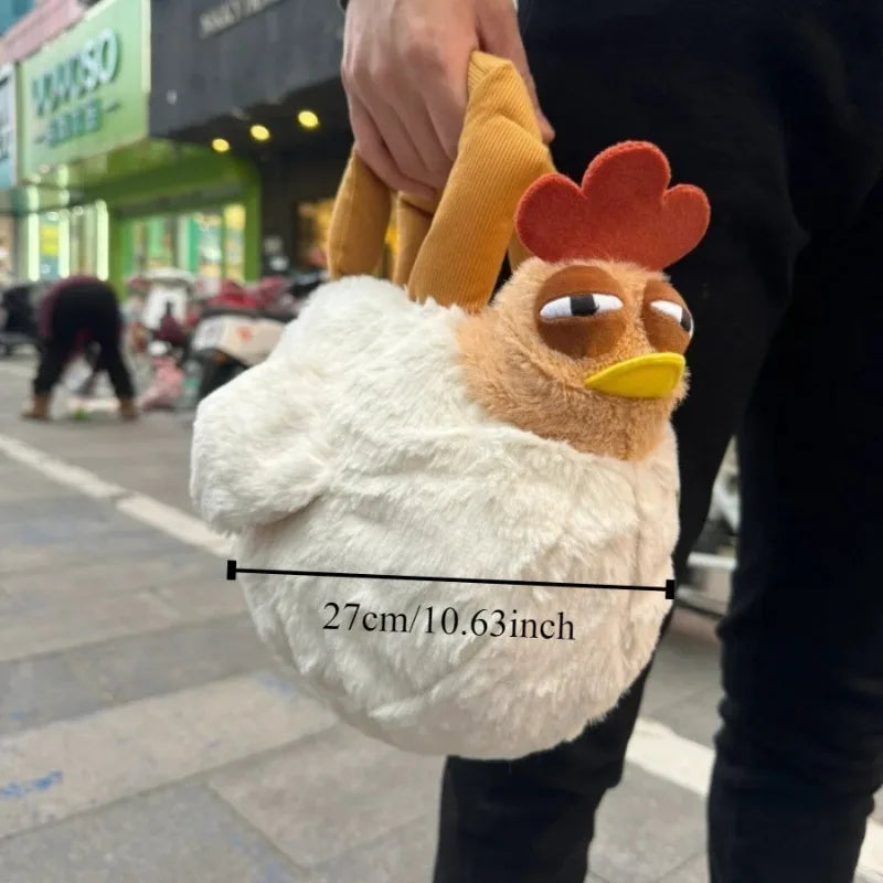Fur Chicken Plush Hen Bag with Kawaii Keychain by HitMyNeed
