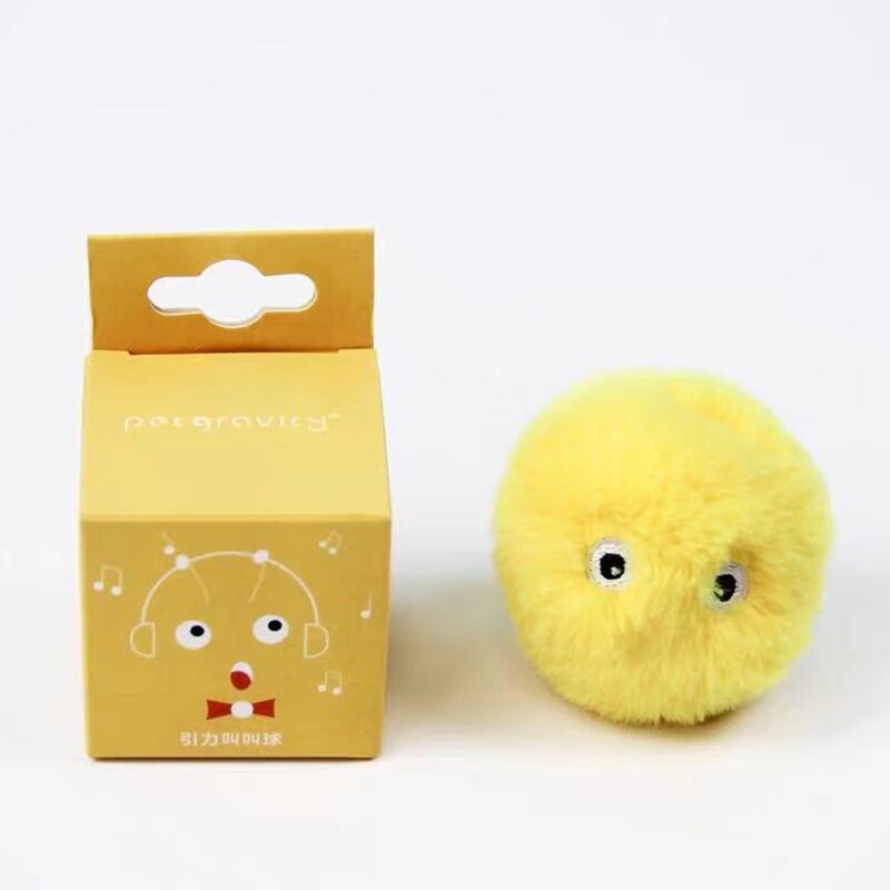 Furry Interactive Cat Ball with Sound g834b-yellow by HitMyNeed