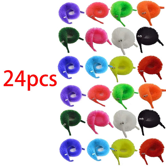 Fuzzy Magic Worm on a String Toy Set (3-24 Pack) 24pcs by HitMyNeed
