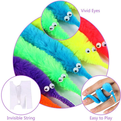 Fuzzy Magic Worm on a String Toy Set (3-24 Pack) by HitMyNeed