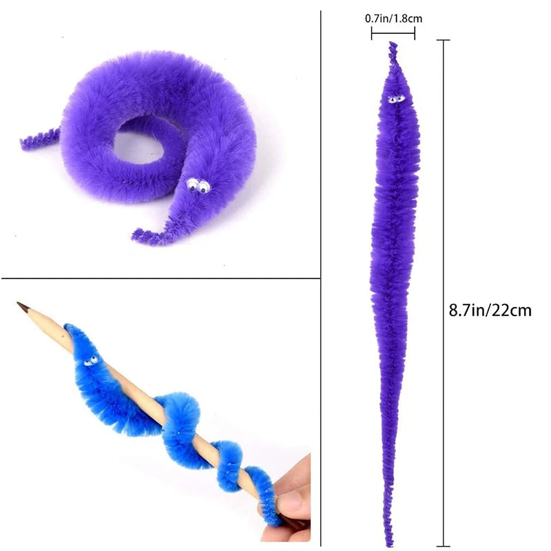 Fuzzy Magic Worm on a String Toy Set (3-24 Pack) by HitMyNeed