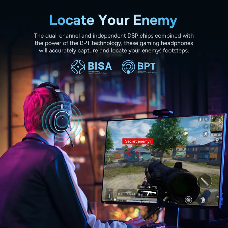Gaming Wireless Headset Bluetooth 5.3 with Mic RGB by HitMyNeed
