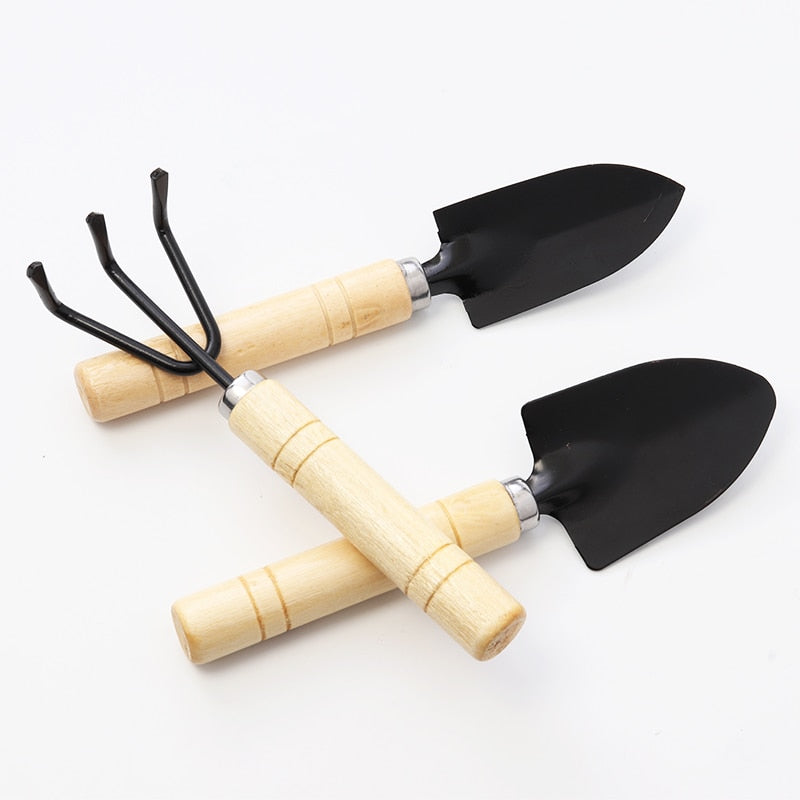 Garden Hand Tools 3-Piece Set with Wooden Handles by HitMyNeed