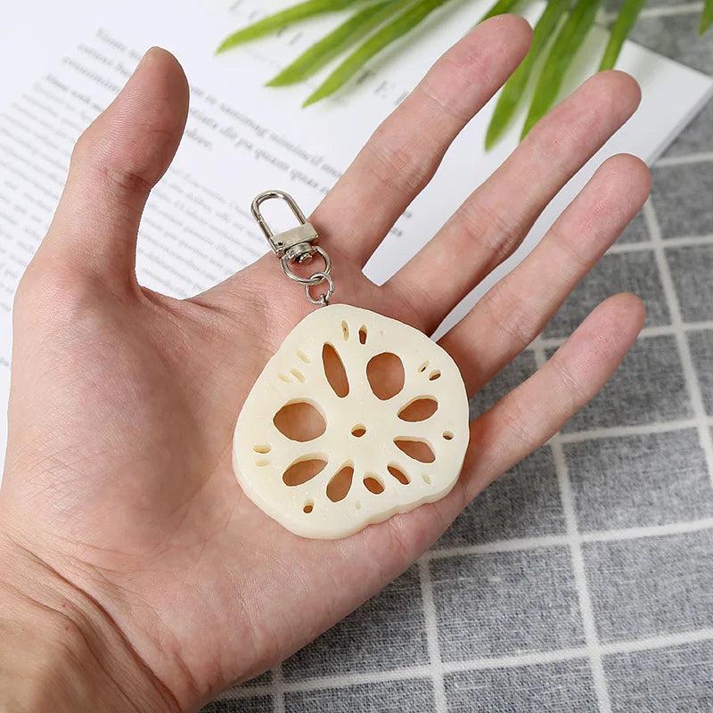 Garlic Pendant Couple Keychain Set for Bags & Car Keys lotus-root-slices by HitMyNeed