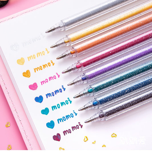 Gel Coloring Glitter Pen Set, 8 Assorted Colors by HitMyNeed