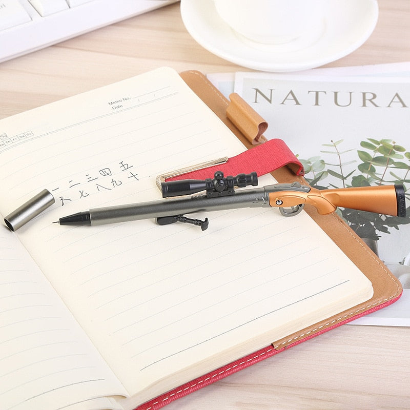 Gel Ink Rifle Pen with Stand - Black Ink by HitMyNeed