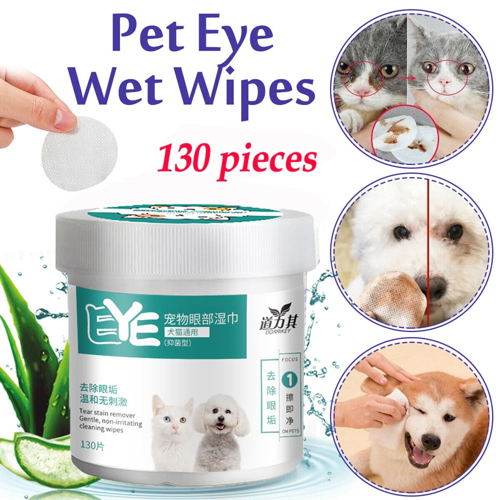 Gentle Pet Eye Wipes (130 pcs) for Dogs & Cats by HitMyNeed