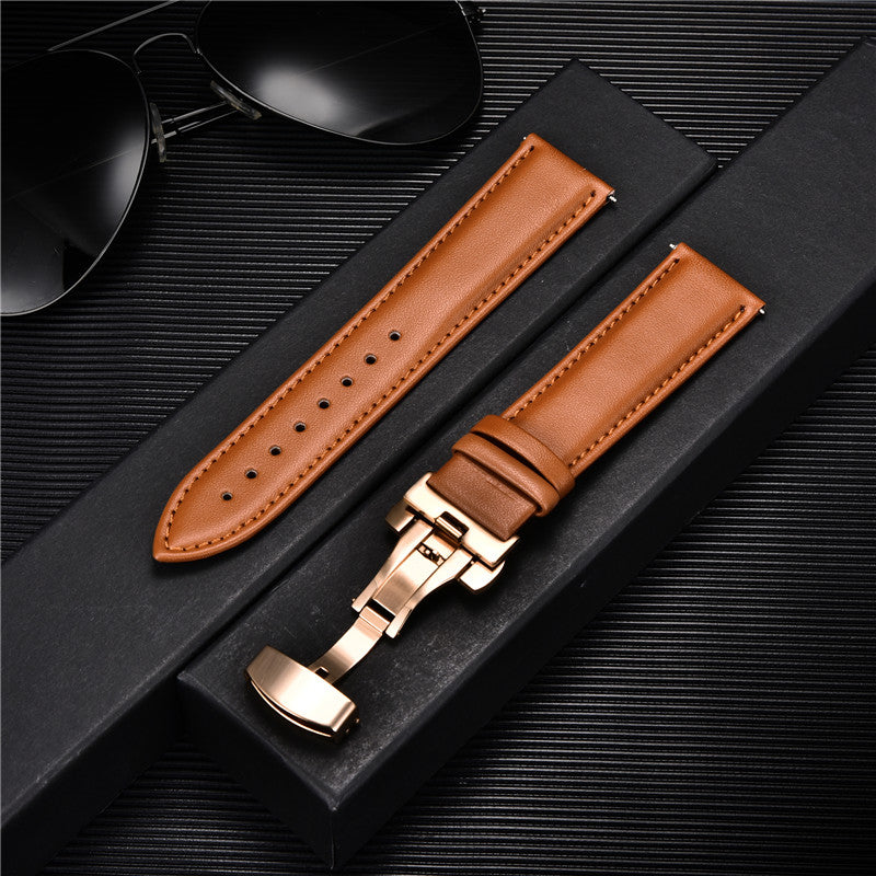 Genuine Calfskin Leather Watch Band with Butterfly Clasp 17 18mm by HitMyNeed
