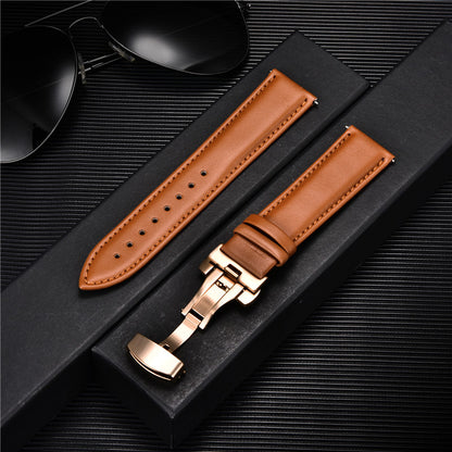 Genuine Calfskin Leather Watch Band with Butterfly Clasp 17 18mm by HitMyNeed