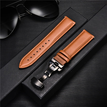 Genuine Calfskin Leather Watch Band with Butterfly Clasp 19 18mm by HitMyNeed