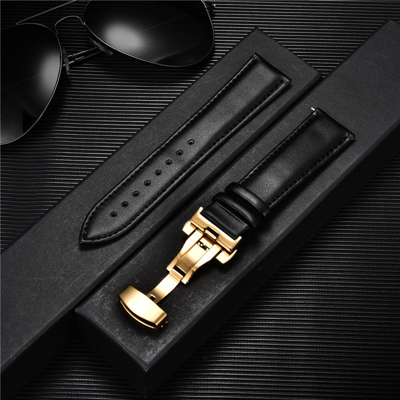Genuine Calfskin Leather Watch Band with Butterfly Clasp 2 24mm by HitMyNeed