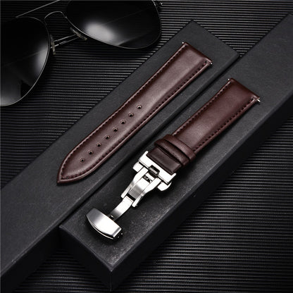 Genuine Calfskin Leather Watch Band with Butterfly Clasp by HitMyNeed