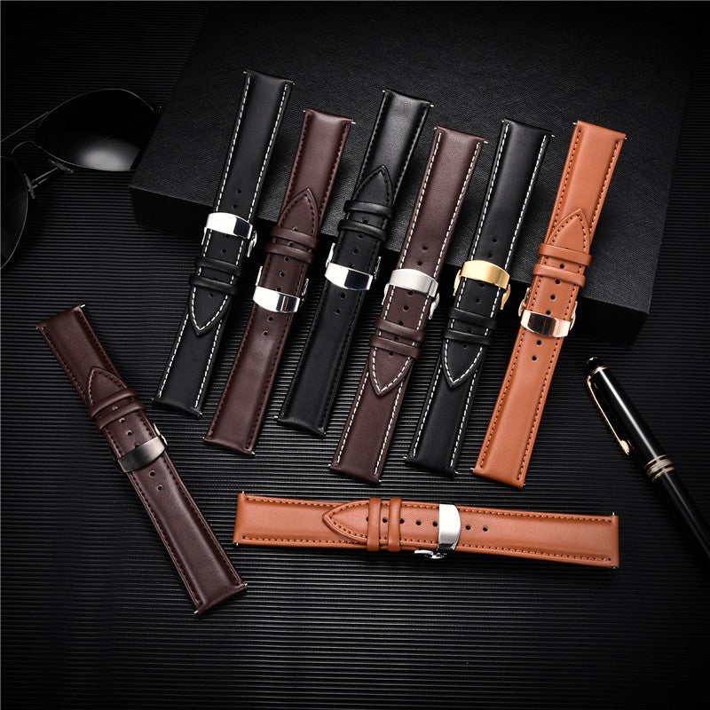 Genuine Calfskin Leather Watch Band with Butterfly Clasp by HitMyNeed