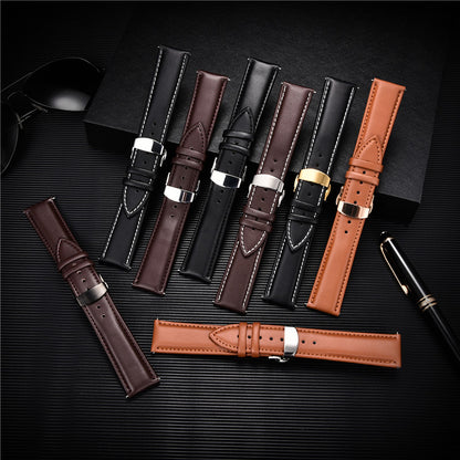 Genuine Calfskin Leather Watch Band with Butterfly Clasp by HitMyNeed