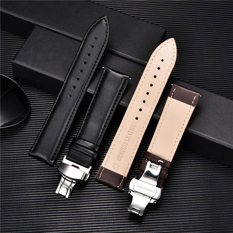 Genuine Calfskin Leather Watch Band with Butterfly Clasp by HitMyNeed
