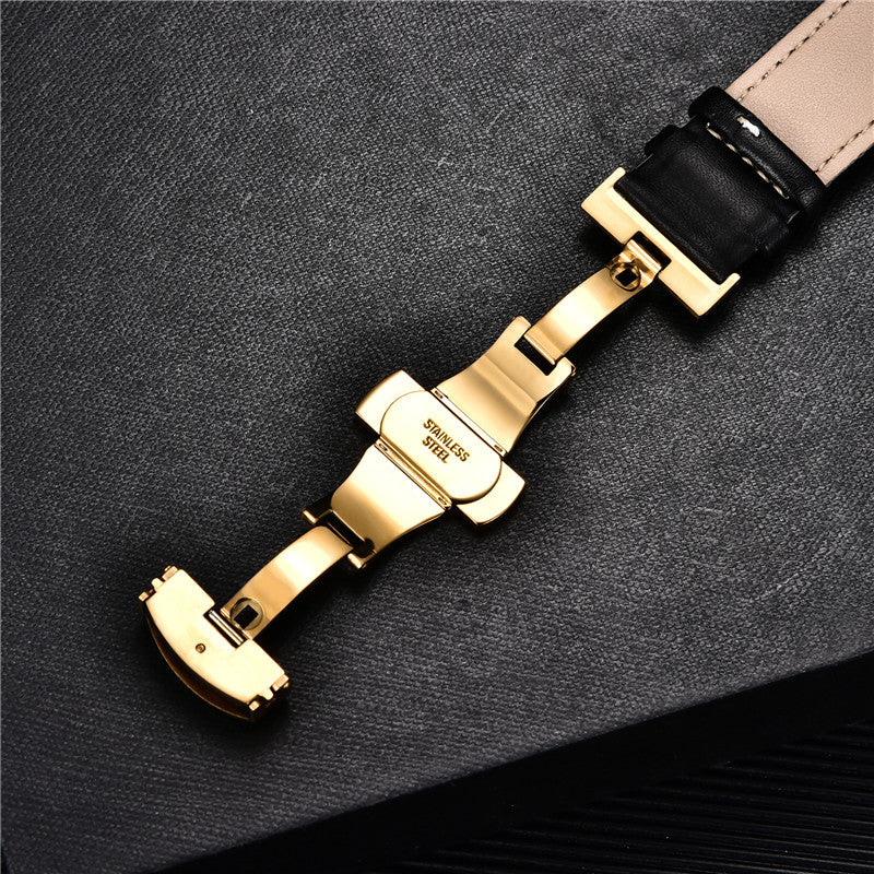 Genuine Calfskin Leather Watch Band with Butterfly Clasp by HitMyNeed