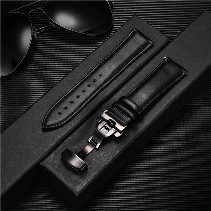 Genuine Calfskin Leather Watch Band with Butterfly Clasp 3 18mm by HitMyNeed