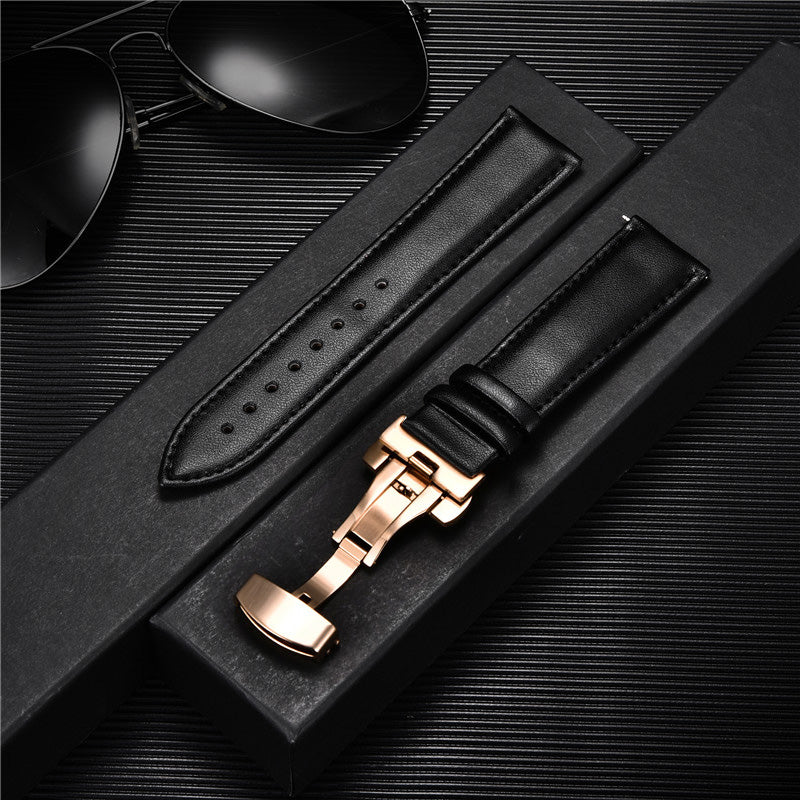 Genuine Calfskin Leather Watch Band with Butterfly Clasp 4 24mm by HitMyNeed