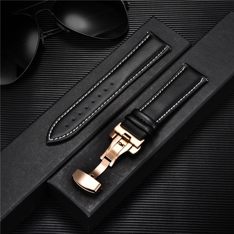 Genuine Calfskin Leather Watch Band with Butterfly Clasp 6 24mm by HitMyNeed