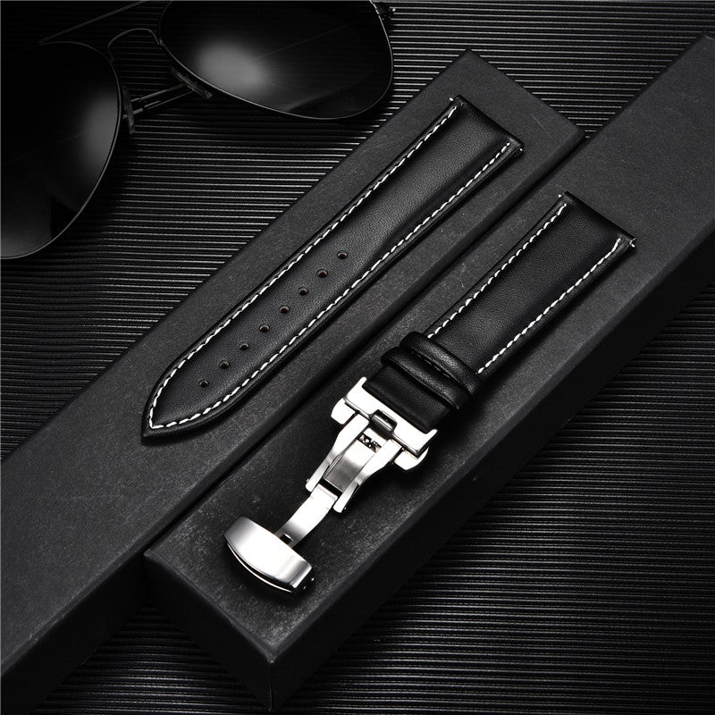 Genuine Calfskin Leather Watch Band with Butterfly Clasp 7 18mm by HitMyNeed