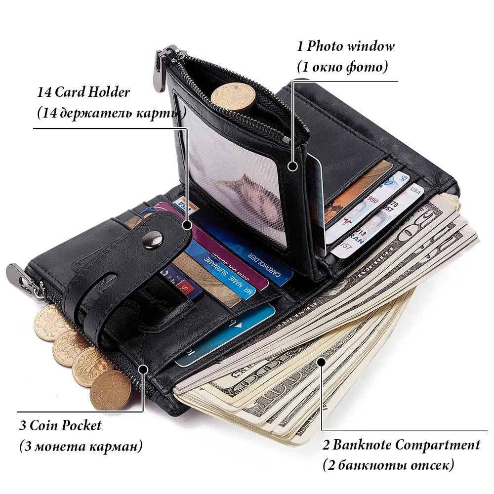 Genuine Cowhide Leather RFID Men's Mini Wallet by HitMyNeed
